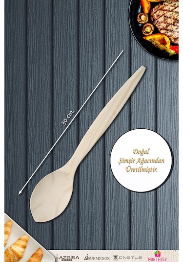 Doğal Şimşir Ağacı Ahşap Tahta Kaşık Spatula Seti Ağaç Kaşık 2li Set Şmş-002 Ahşap