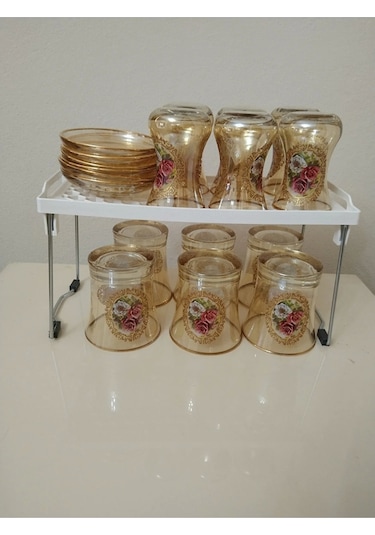 Mutfak Rafı Bardak Düzenleyici Bardak Rafı Dolap İçi Düzenleyici 14x30x15 Royaleks-tim308 Renkli