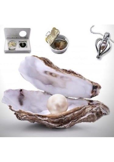 Elbahediyelik Istiridye Inci Kolye Gerçek Inci Sevgilinize Doğum Günü Hediyesi Sarı