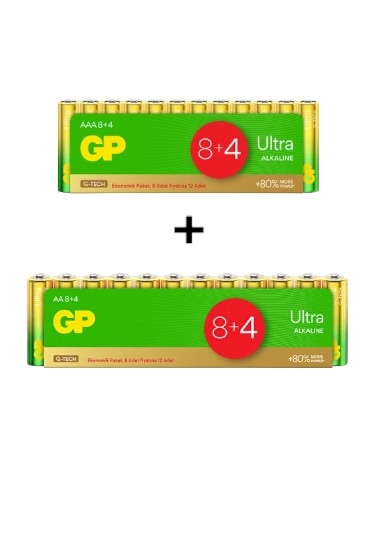 GP Batteries Ultra Alkalin 12AA+12AAA Özel Pil Paketi 24'lü