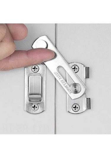 Fastbuy 4 Adet Gümüş Sürgülü Kapı Kilit Seti - 7x5 Cm - Kolay Montaj - Dolap, Banyo, Şarap Dolabı İçin Gümüş