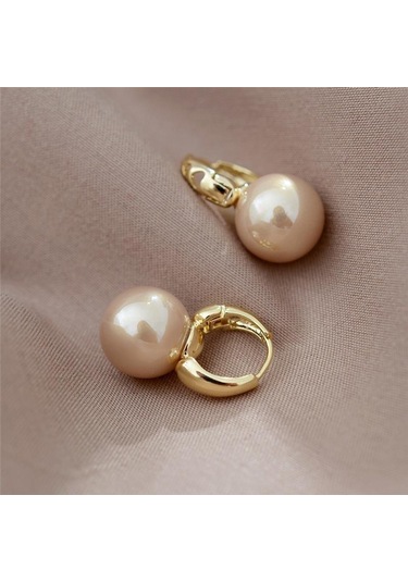 Sevimli Simülasyon İnci Çiviler Hoop Küpe Kadınlar İçin Eardrop Minimalist Küpe Düğün Moda Takı Altın