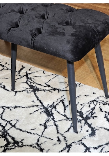 Siyah Boyalı Füme Oturak Metal Sivriltme Ayaklı Babyface Puf & Be 001