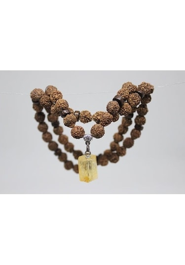 Sitrin Taşlı Rudraksha Tohum Dolama Bileklik 8Mm
