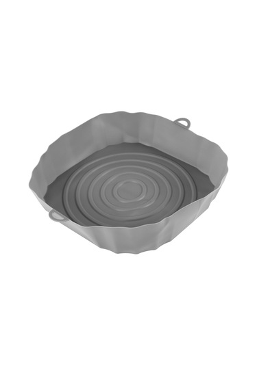 Xurunkeji 20cm Hava Fritözleri Fırın Pişirme Tepsisi Kızarmış Tavuk Sepet Matı Hava Fritöz Silikon Tencere Yuvarlak Yedek Izgara Tavası Gri Gri