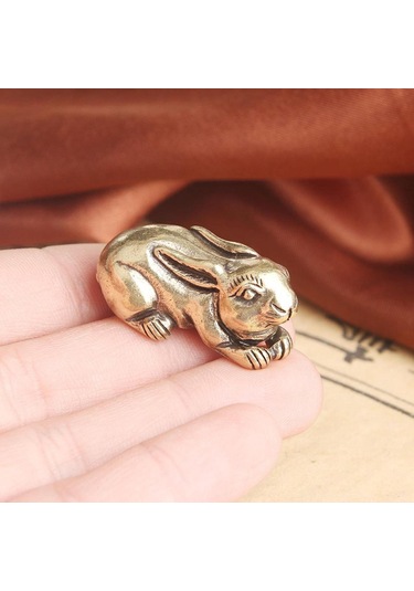 Homyl Mini Pirinç Tavşan Heykel Hatıra Masa Dekorasyon 1 3,4cmx1,6cm