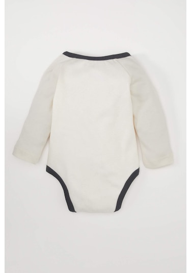 DeFacto Erkek Bebek Yenidoğan Zürafa Nakışlı Uzun Kollu Çıtçıtlı Body D4135A524WNWT47 Beyaz