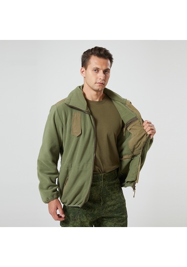 Erkekler İçin Rüzgar Geçirmez Ve Sıcak Polar Ceket/mont Yeşil