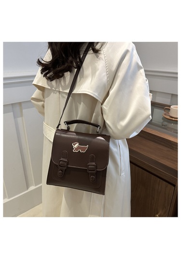 Kontrast Renkte Tasarlanmış Sırt Çantası Ve Çapraz Çanta-kahveren Kahverengi