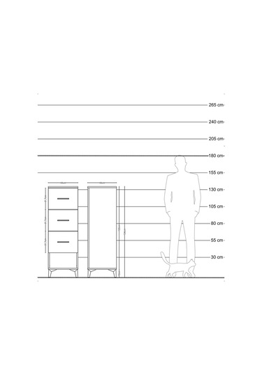 Hyperion Dolap 3 Çekmeceli 44x44x134 Çam-antrasit Atlas Çam