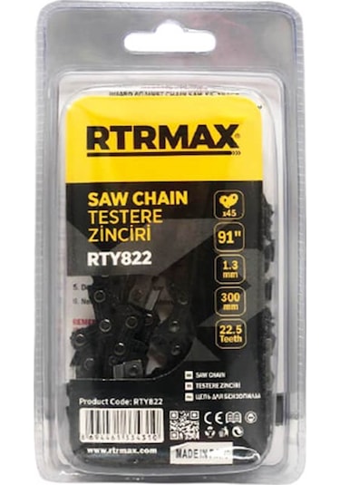 Rtrmax Rty822 Ağaç Kesim Motoru Zinciri 300 Mm 22.5 Diş