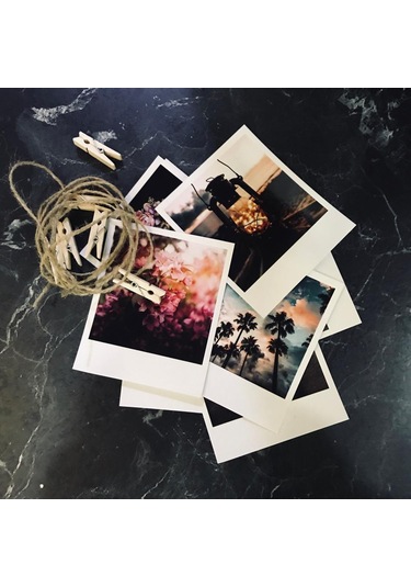 20 Adet Polokart Baskısı - İpi ve Renkli Mandallarıyla Birlikte