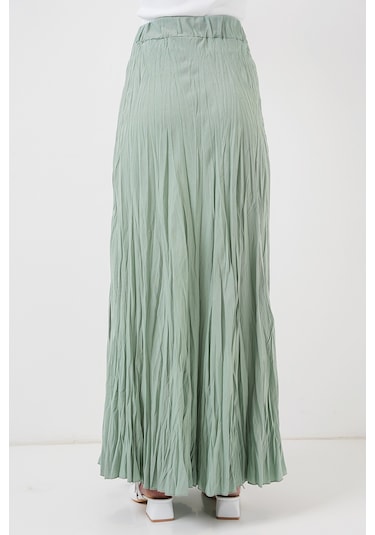 Kadın Uzun Kırışık Etek 8042 - Çağla Çağla