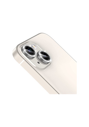 Buff Apple Uyumlu iPhone 14 / 14 Plus Diamond Kamera Lens Koruyucu Gümüş