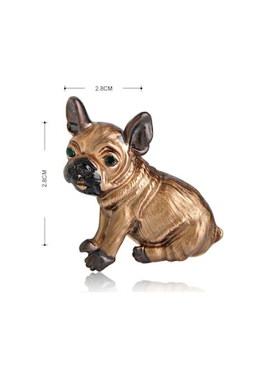 Kahverengi Blucome Sevimli Pug Köpek Broş Yeşil Gözler Hayvan Korsaj Pimleri Çocuk Kız Gömlek Ceket Klipleri Broş Elbise Aksesuarları Takı Kahverengi