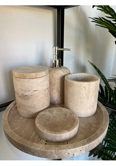 Traverten 5'li Banyo Seti Bej