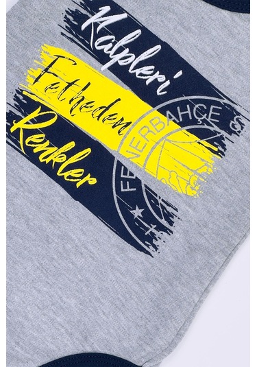 Fenerbahçe Lisanslı Kişiye Özel Kalpleri Fetheden Renkler Bebek Body Zıbın Hediyelik Ahşap Kutulu Gri