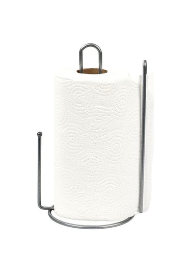 Edora Home 2'li Gümüş Mutfak Organizer Seti, Ayraçlı Kağıt Havluluk Ve 6 Kancalı Bardaklık - Metal Paslanmaz