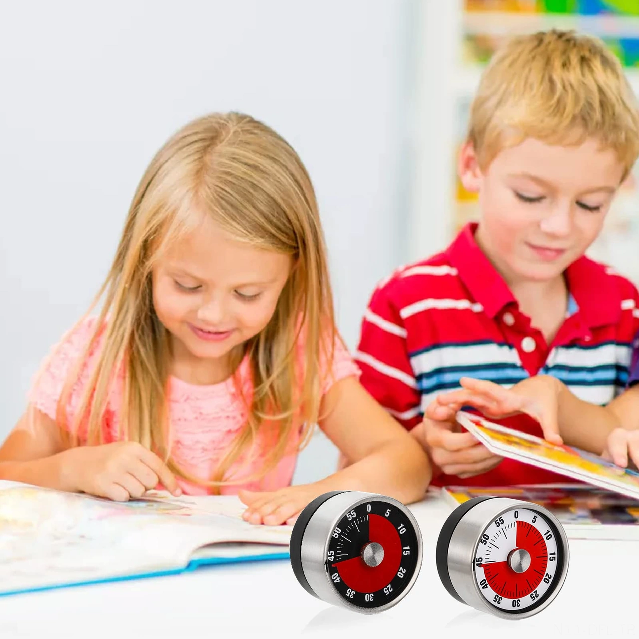 Dofolink Stainless Steel Mekanik Zamanlayıcı - 60 Dakika Geri Sayım, Magnetli Tabanlı, 70db Alarm - Mutfak, Sınıf Ve Ofis Kullanıma Uygun Beyaz Gösterge Paneli & Kırmızı Taban Siyah