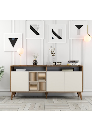 Milan 160cm Konsol - Ceviz / Krem
