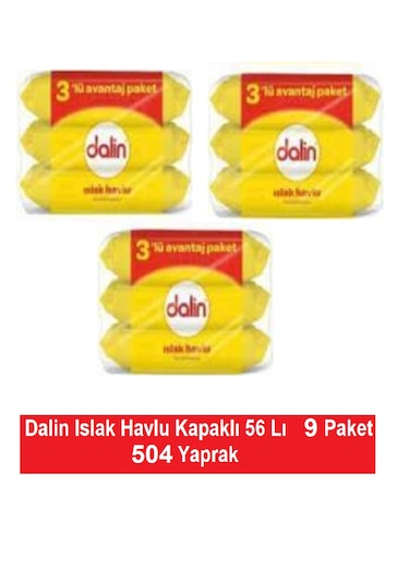 Dalin Islak Havlu Kapaklı 56 Lı X 9 Paket 504 Yaprak