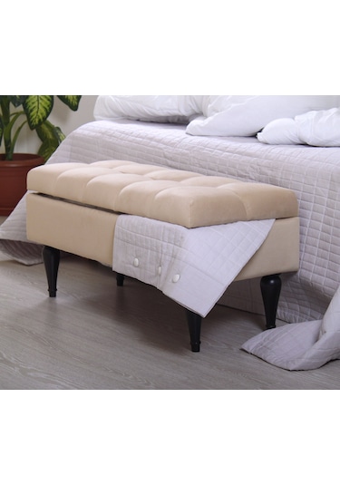 Lorencehome Balloon Sandıklı Puf - Krem