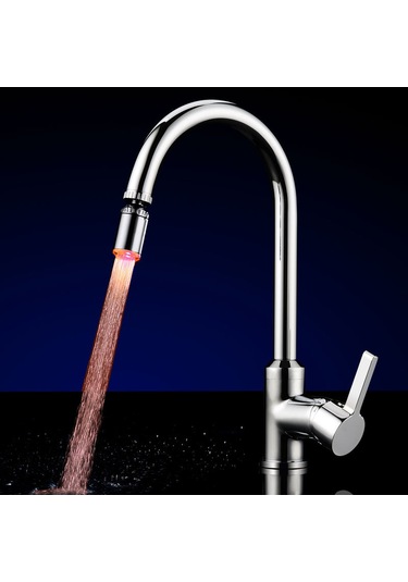 Tenfowee 360 Dönebilen Led Musluk Başlığı - Sıcaklık Sensörlü 3 Renkli Su Püskürtme Sistemi M22 İç Diş Diğer