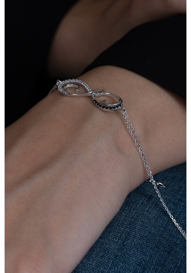 Sonsuzluk Sonsuz Aşk Gümüş Kolye Ve Bileklik Seti Taşlı Wsn91