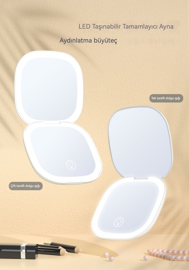 Aurora Taşınabiler Led Makyaj Aynası, Aydınlık Ayna, Lambalımak Yaj Aynası Yeşil