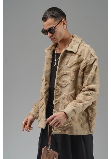 Oversize Önü Çıtçıt Kapamalı Astarsız Ve Cepsiz Peluş Ceket Devetüyü