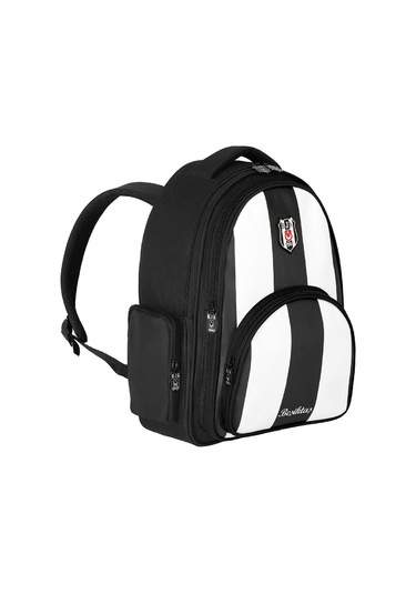 Beşiktaş 3 Bölmeli Çubuklu Suni Deri Okul Sırt Çantası 25356 Siyah
