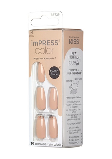 İmpress Color Kendinden Yapışkanlı Takma Tırnak Uzun Nude Latte