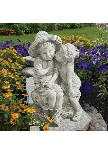 Reçine Süsler Bahçe Dekorasyonu Bahçe Heykelleri Bahçe El Sanatları Gibi Erkekler Ve Kadınlar Öpücük Sevimli1 Adet-beyaz