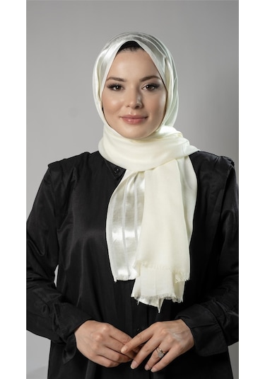 Hürrem Bone Krem Şerit Çizgili Şal Viskon Kumaş Bursa Dolama 202109 40 Krem