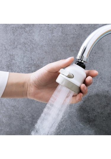 360 Derece Döner Kafa Mutfak Su Sprinkler Tasarruflu Musluk Cihazı Beyaz