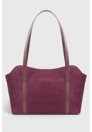 Süet Bordo Kapaklı Bowling Omuz Çantası 270 Süet Bordo