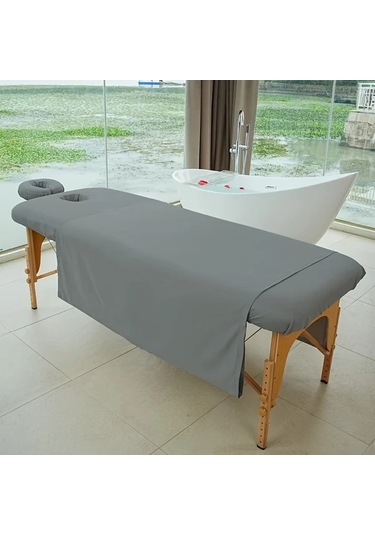 Fochsia Beyaz 3 Parça Masaj Yatağı Nevresim Takımı Yüz Örtüsü Çarşaf Ve Yastık Kılıfı Spa Kuaför Altın