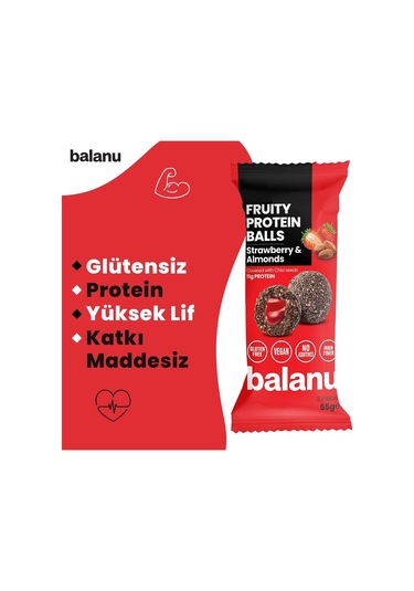 Balunu Çilek Dolgulu ve Bademli Meyveli Protein Topları 6 x 55 G