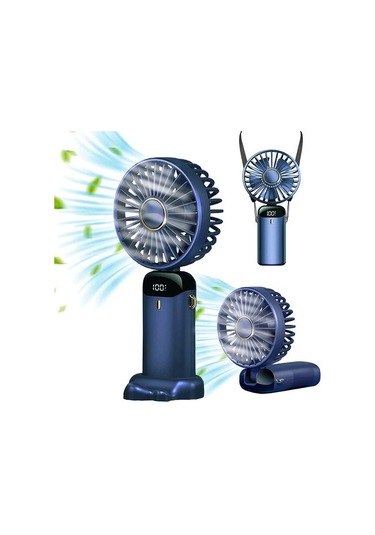 Mini El Fanı, Taşınabilir Kişisel Fan Asılı Boyun Fanı 90 Ayarlanabilir Usb Şarj Edilebilir Küçük Masa Fanı Mavi 6517 Var Ayaklı Mavi 5 Adetten Az