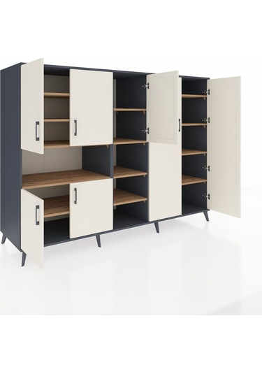 Kronos Dolap 13 Raflı 7 Kapaklı 220x59x163 Antrasit-aytaşı/çam Antrasit-aytaşı/çam