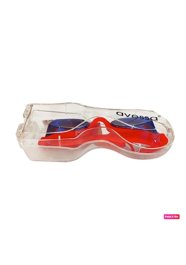 Avessa 3'lü Yetişkin Set Havuz Gözlüğü + Bone + Kulak Burun Tıkac Kırmızı - Mavi