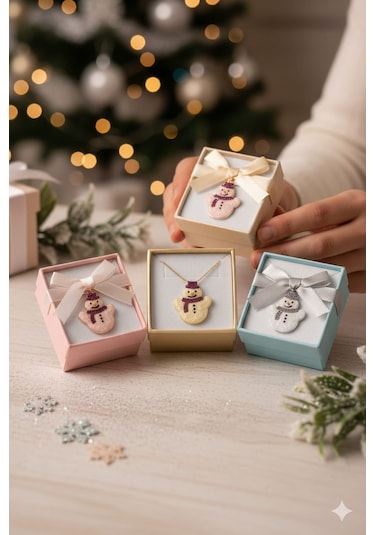 925 Ayar Papatya Silver Tombik Kardan Adam Kolye.rose.gold.rodaj Gümüş