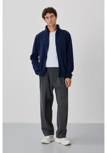 Standart Kalıp Dik Yaka 2li Paket İndigo-mint Yeşili Erkek Polar Sweatshirt - 87992 Indigo