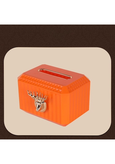 Suntek Tezgah Turuncu Peçete Kağıt Tutucu Geyik Kafası Heykel