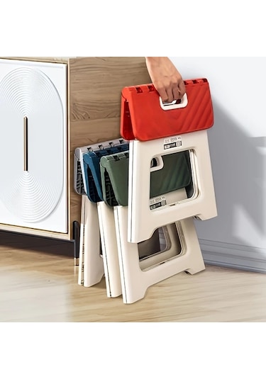 Elmpaly Yeşil Orta Boy Katlanır Plastik Tabure - Ev Ve Ofis İçin Dayanıklı Paspas Basamak Yeşil