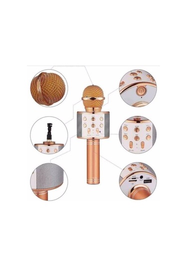 Karaoke Mikrofon Bluetooth Bağlantılı Aux Girişli Uzun Pil Ömrü Yüksek Ses Kaliteli