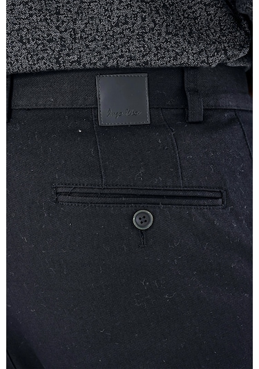 Siyah Desenli Armürlü Pamuklu Yan Cepli Slim Fit Dar Kesim Casual Pantolon 1003235120-siyah Siyah