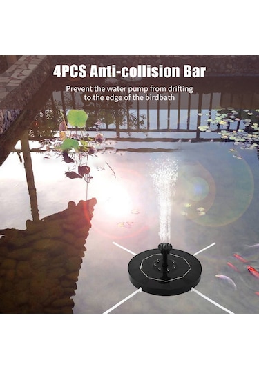 Geeksen 3.5w Güneş Enerjili Renkli Fıskiye, 1800mah Batarya, 6 Fıskiye Ani, 4 Çarpışma Önleyici Çubuk, Ip68 Su Geçirmez, 7 Led Işık