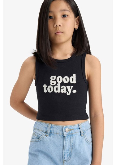 Defacto Kız Çocuk Bisiklet Yaka Baskılı Atlet C4717a825smnv263 Lacivert