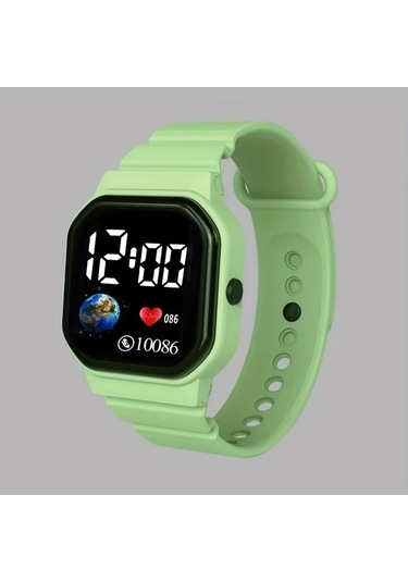 Trendooze Gaojunshop01 Beyaz Led Dijital Erkek Kol Saati - Harita Kalp Tasarım Beyaz